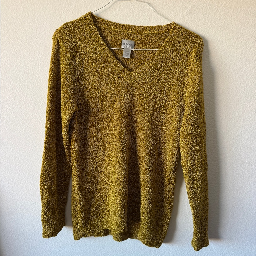 Chico's Mustard V-Neck Sweater